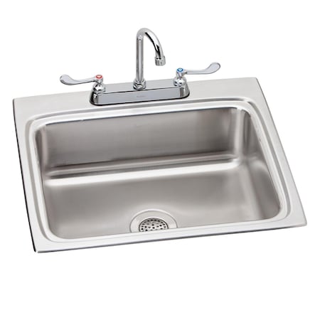 Elkay Lustertone Stainless Steel 25 X 22 X 6-1/2 Single Bowl Top Mount Ada Sink + Faucet Kit LRAD252265SC